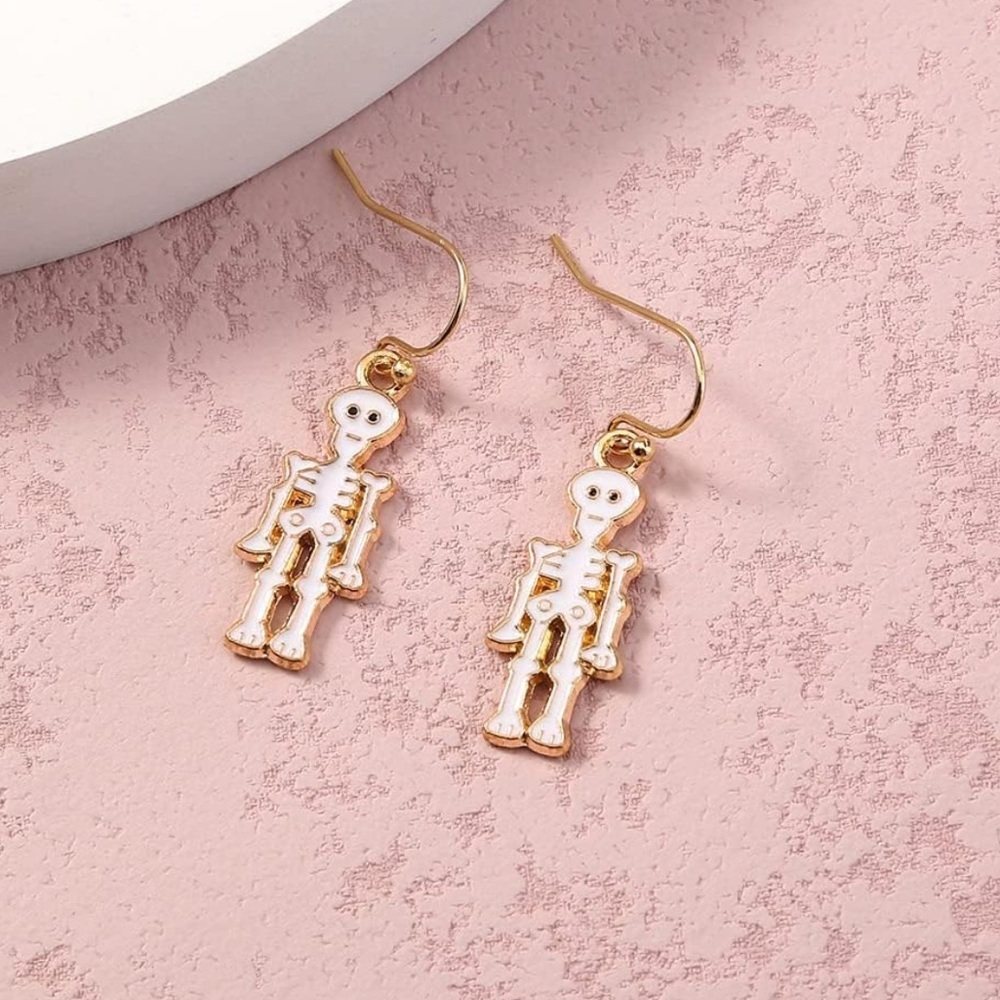 Gold Skelton Halloween earrings